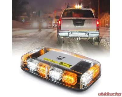Xprite USA Mini LED Rooftop Strobe Light Bar with Magnetic Base | Blaze 2.0 White and Amber - SL-C107M-G2-WY
