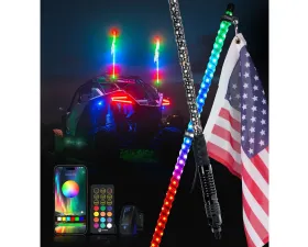 Xprite USA RGB LED Whip Lights with Spring Mount 2ft