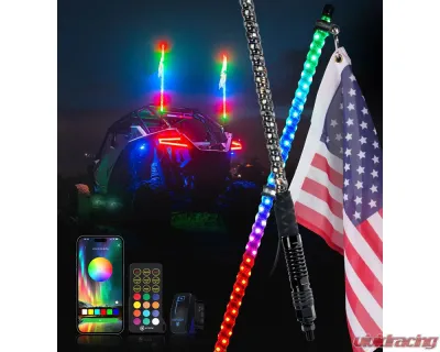Xprite USA RGB LED Whip Lights with Spring Mount 3ft - DL-WL-CHASE-3FT-BT+RF