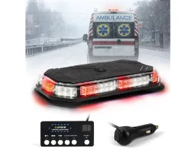 Xprite USA LED Emergency Strobe Light with Magnetic Mount Short Red and White