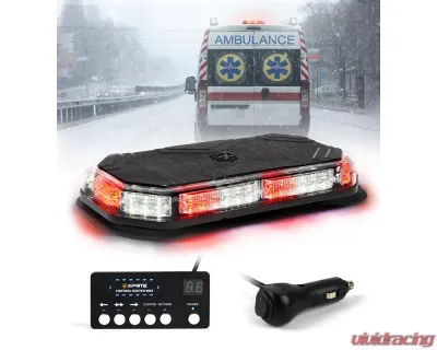 Xprite USA LED Emergency Strobe Light with Magnetic Mount Short Red and White - XP-SLL-C120M-G1-WR