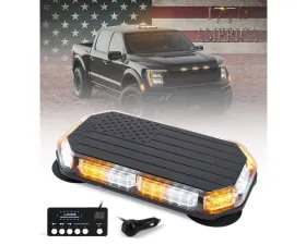 Xprite USA 42 LED Rooftop Strobe Light with American Flag Design White/Amber