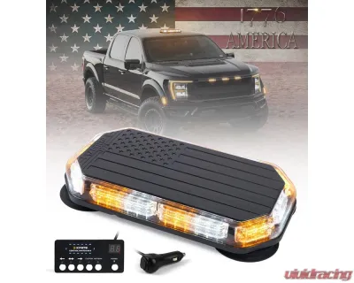 Xprite USA 42 LED Rooftop Strobe Light with American Flag Design White/Amber - SLL-C120M-G5-WY