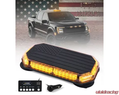 Xprite USA 42 LED Rooftop Strobe Light with American Flag Design Amber - SLL-C120-G5-Y
