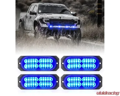 Xprite USA Surface Mount Grille Emergency Strobe Lights Blue 4 pcs - 52025-G3-B-4PC