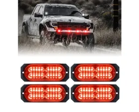 Xprite USA Surface Mount Grille Emergency Strobe Lights Red 4 pcs
