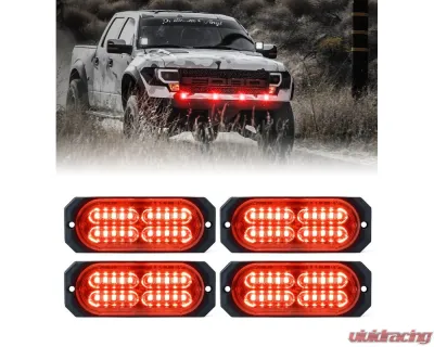 Xprite USA Surface Mount Grille Emergency Strobe Lights Red 4 pcs - 52025-G3-R-4PC