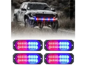 Xprite USA Surface Mount Grille Emergency Strobe Lights Red/Blue 4 pcs