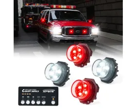 Xprite USA LED Hideaway Strobe Lights | Covert Series White/Red 4pcs