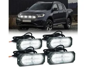 Xprite USA Surface Mount Grille Emergency Strobe Lights White 4 pcs