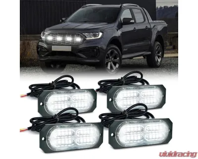 Xprite USA Surface Mount Grille Emergency Strobe Lights White 4 pcs - 52025-G3-W-4PC