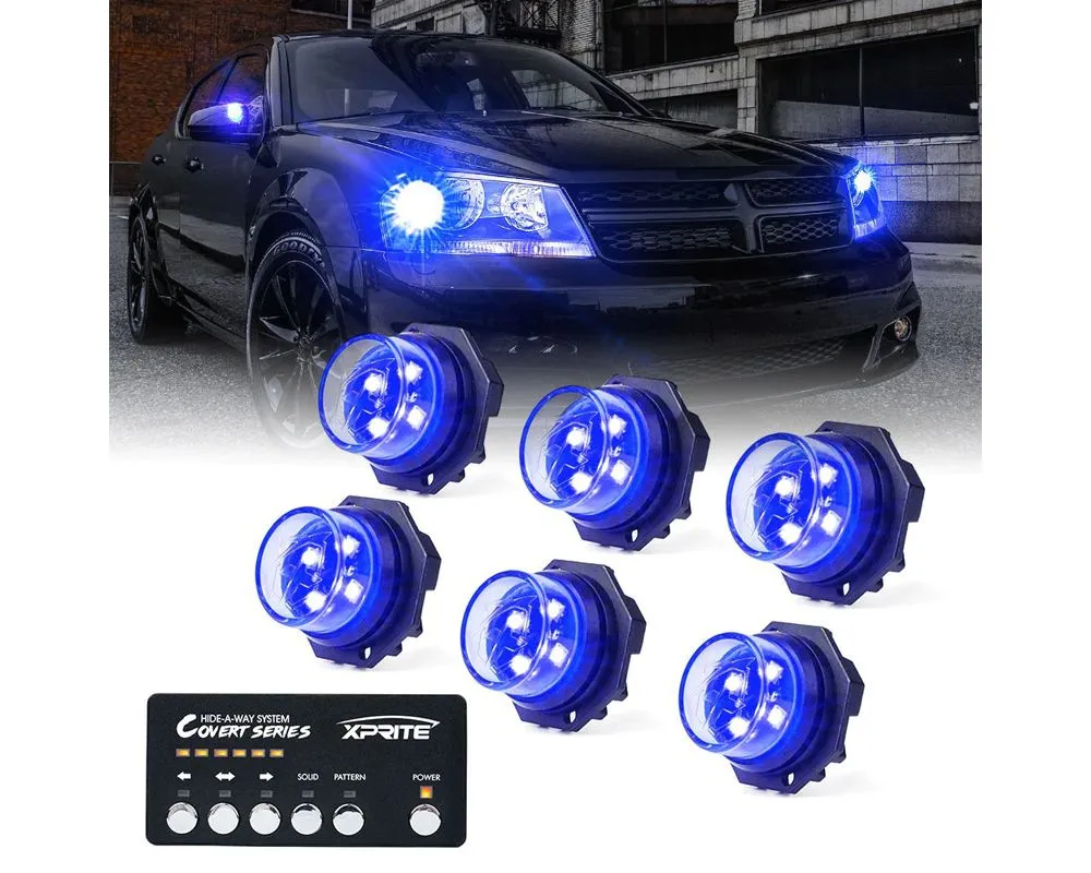 Xprite USA LED Hideaway Strobe Lights | Covert Series Blue 6pcs - 52013-6-B