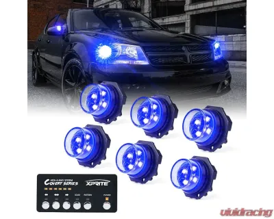 Xprite USA LED Hideaway Strobe Lights | Covert Series Blue 6pcs - 52013-6-B