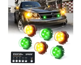 Xprite USA LED Hideaway Strobe Lights | Covert Series Amber/Green 6 pcs