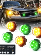 Xprite USA LED Hideaway Strobe Lights | Covert Series Amber/Green 6 pcs                                     - 52013-6-YG - Image 3