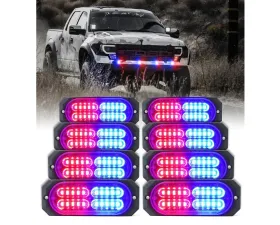 Xprite USA Surface Mount Grille Emergency Strobe Lights Red/Blue 8 pcs