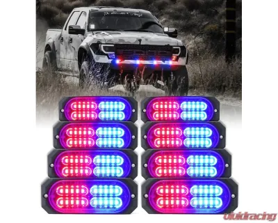 Xprite USA Surface Mount Grille Emergency Strobe Lights Red/Blue 8 pcs - 52025-G3-RB-8PC