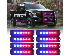 Xprite USA Xprite Alert 6 Series 6W Flush Mount Side Marker Emergency Strobe Light - 8 pcs Red/Blue