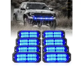 Xprite USA Surface Mount Grille Emergency Strobe Lights Blue 8 pcs