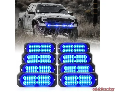 Xprite USA Surface Mount Grille Emergency Strobe Lights Blue 8 pcs - 52025-G3-B-8PC