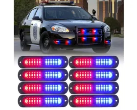 Xprite USA Flush Mount Side Marker Emergency Strobe Light Red/Blue - Set of 8 | Alert 12 Series