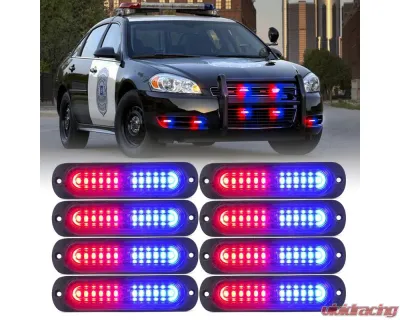 Xprite USA Flush Mount Side Marker Emergency Strobe Light Red/Blue - Set of 8 | Alert 12 Series - 52026S-12-RB-8PC