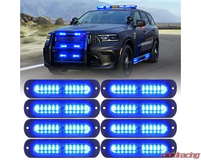 Xprite USA Flush Mount Side Marker Emergency Strobe Light Blue - Set of 8 | Alert 12 Series - 52026S-12-B-8PC