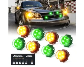 Xprite USA LED Hideaway Strobe Lights | Covert Series Amber/Green 8pcs