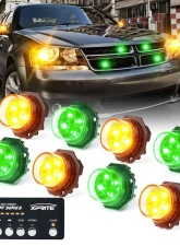 Xprite USA LED Hideaway Strobe Lights | Covert Series Amber/Green 8pcs                                     - 52013-8-YG - Image 5
