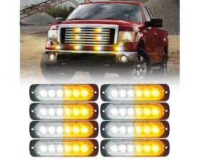 Xprite USA Xprite Alert 6 Series 6W Flush Mount Side Marker Emergency Strobe Light - 8 pcs White/Amber