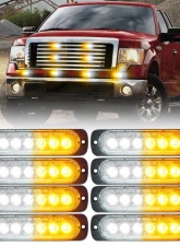 Xprite USA Xprite Alert 6 Series 6W Flush Mount Side Marker Emergency Strobe Light - 8 pcs White/Amber                                     - 52026T-6-WY-8PC - Image 7
