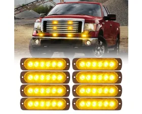 Xprite USA Xprite Alert 6 Series 6W Flush Mount Side Marker Emergency Strobe Light - 8 pcs Amber