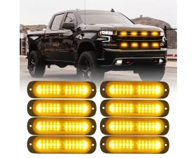 Xprite USA Flush Mount Side Marker Emergency Strobe Light Amber - Set of 8 | Alert 12 Series