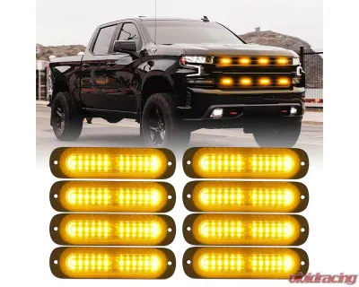 Xprite USA Flush Mount Side Marker Emergency Strobe Light Amber - Set of 8 | Alert 12 Series - 52026S-12-Y-8PC