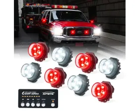 Xprite USA LED Hideaway Strobe Lights | Covert Series White/Red 8pcs