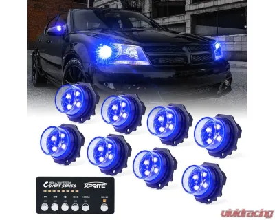Xprite USA LED Hideaway Strobe Lights | Covert Series, Blue 8 pcs - 52013-8-B