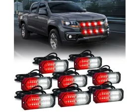 Xprite USA Surface Mount Grille Emergency Strobe Lights White/Red 8 pcs