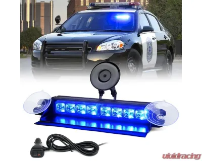 Xprite USA Windshield Strobe Light with Suction Cups Blue - WSL-G2-8IN-B
