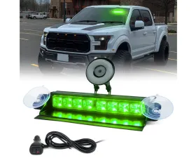 Xprite USA Windshield Strobe Light with Suction Cups Green