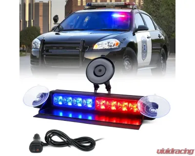 Xprite USA Windshield Strobe Light with Suction Cups Red/Blue - WSL-G2-8IN-RB