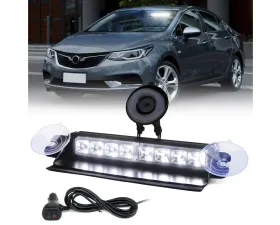 Xprite USA Windshield Strobe Light with Suction Cups White