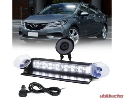 Xprite USA Windshield Strobe Light with Suction Cups White - WSL-G2-8IN-W