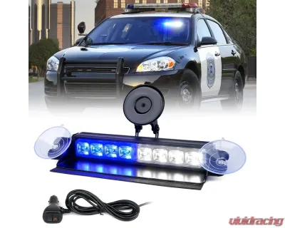 Xprite USA Windshield Strobe Light with Suction Cups White/Blue - WSL-G2-8IN-WB