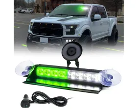 Xprite USA Windshield Strobe Light with Suction Cups White/Green