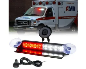 Xprite USA Windshield Strobe Light with Suction Cups White/Red