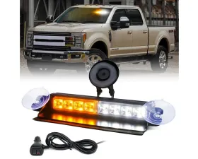 Xprite USA Windshield Strobe Light with Suction Cups Amber/White