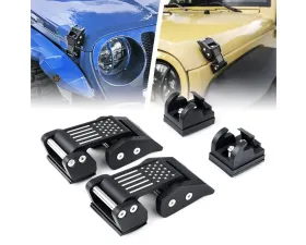 Xprite USA Aluminum Hood Latch with U.S. Flag Blue Jeep Wrangler | Gladiator 2007+