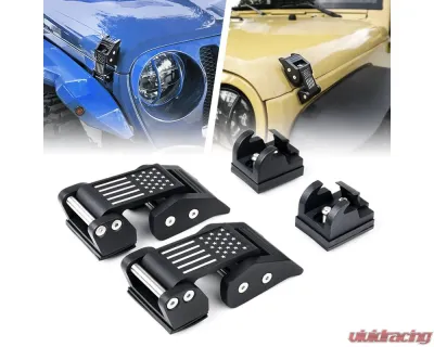 Xprite USA Aluminum Hood Latch with U.S. Flag Purple Jeep Wrangler | Gladiator 2007+ - ZS-0104-G1-PE