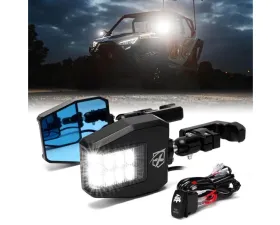 Xprite USA UTV Side View Mirrors with LED Spotlights and C-Clamp Brackets  Clear
