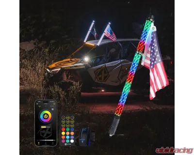 Xprite USA RGB-W Fat Whip Lights 2ft 2pcs - DL-WL42MM-CHASE+W-2FT-BT+RF-2PC